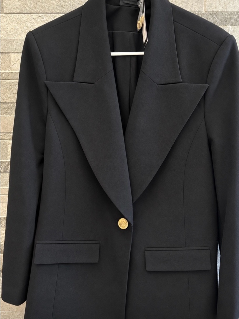 City Chic Black Blazer with Gold Button Detail